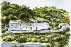 farm scene, Portugal, watercolor